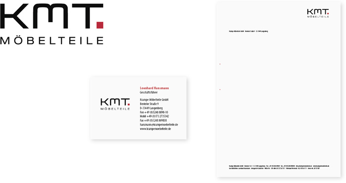 Krampe Möbelteile logo, business card and letterhead